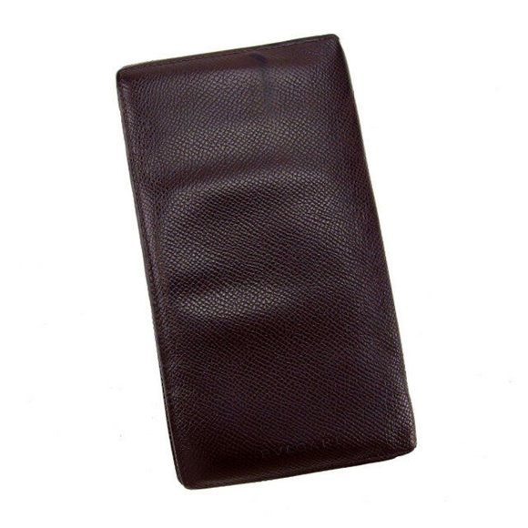 Bvlgari Wallet Purse Long Wallet Logo Brown Mens Authentic Used - Picture 1 of 6